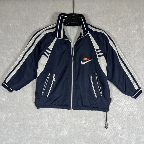 VTG 90’s Nike Reversible Jacket Big Swoosh Embroidered Full Zip Kids 16 Red Tag - Picture 1 of 15